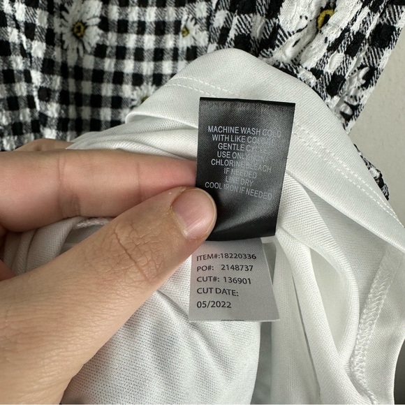 Torrid Black White Checkered Mini Textured Knit Puff Sleeve Skater Dress Size 2X - Picture 6 of 6